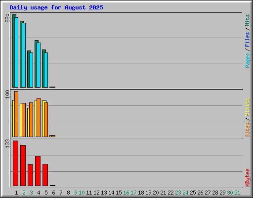 Daily usage for August 2025